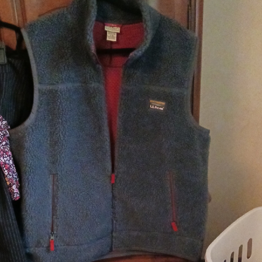 L.L. Bean Blue Mountain Fleece Vest In Charcoal.